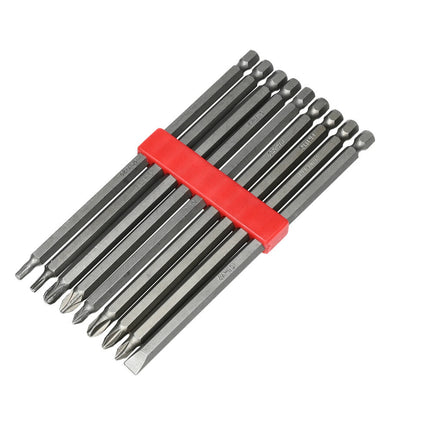 10-delige bitset 150mm, Torx, PH, PZ voor moeilijk bereikbare plaatsen.