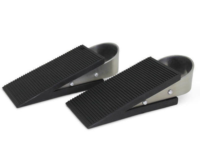 Set van 2 Rubberen Deurstopwiggen met RVS Beugel, 13x5x3 cm
