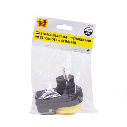 Stopcontact RA + Schakelaar, IP44 Spatwaterdicht met Klep, 16A 250V~