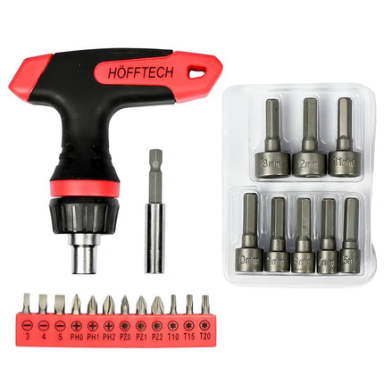 21-delige Bit-Doppenset met Ratel T-Greep voor Schroeven en Montage