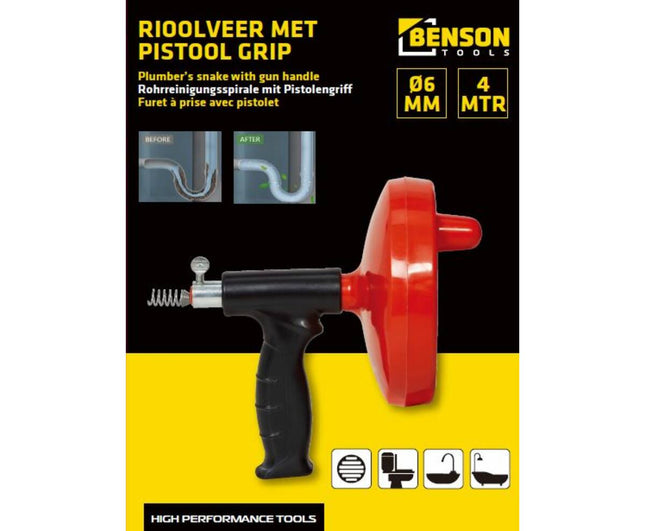 Rioolveer Pistool Grip 4m, Ø6mm – Verhelpt Verstopte Afvoerleidingen