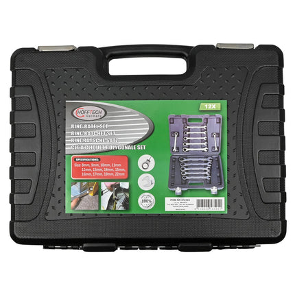 Ratel Ring-Steek Sleutelset 12-delig, 8-22mm, met Opbergkoffer
