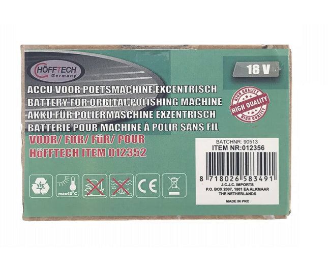 Accu 18V voor Excentrische Poetsmachine 012352 - Krachtig en Betrouwbaar