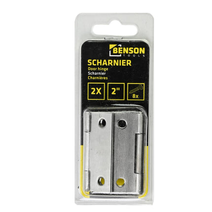 RVS Scharnier 2" 2 dlg Set van 2 - Inclusief 8 Schroeven voor Deuren/Kasten