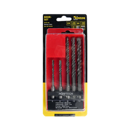 SDS+ Boorset 5dlg: Voor Beton & Metselwerk, Incl. 5-12mm Boren