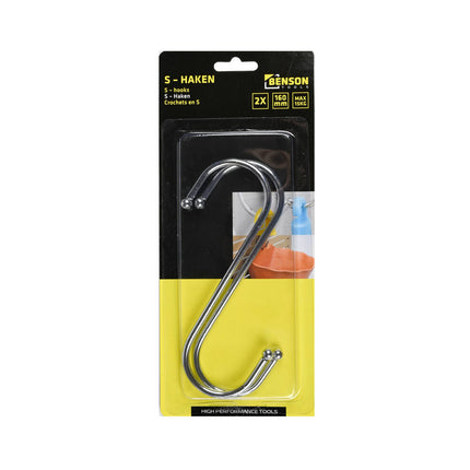 S-Haken 160 mm, Verzinkt, 15 kg Draagkracht, Set van 2, Keukengerei