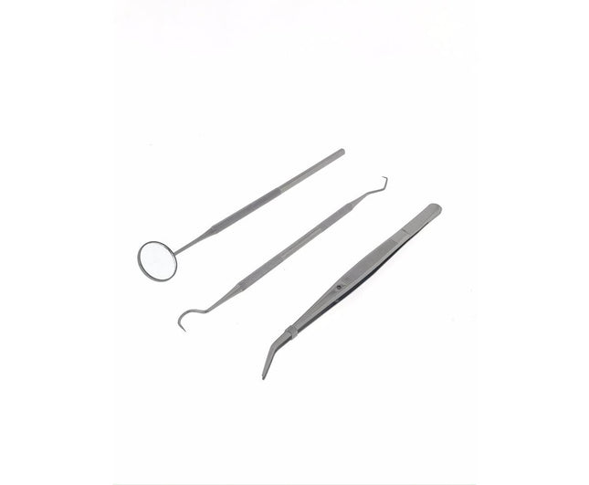 Inspectieset RVS 3 dlg: spiegel 160mm, pincet 150mm, haak 170mm