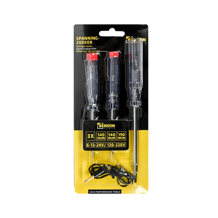 Spanningszoeker Set 3-delig: Meet 6-220V met 10/14/19 cm tools