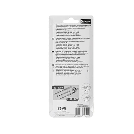 Spanningszoeker Set 3-delig: Meet 6-220V met 10/14/19 cm tools