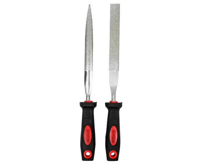 Diamantvijl Set 2-delig - Plat/Half Rond, 120 Korrel, 170mm, Metaalbewerking