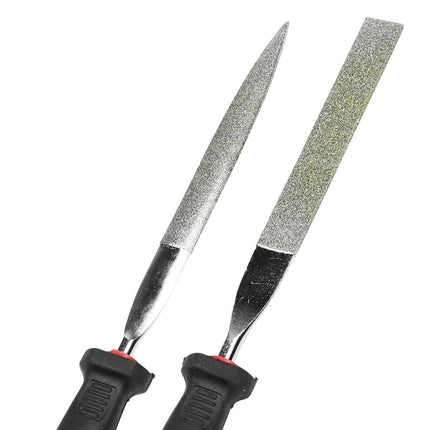 Diamantvijl Set 2-delig - Plat/Half Rond, 120 Korrel, 170mm, Metaalbewerking