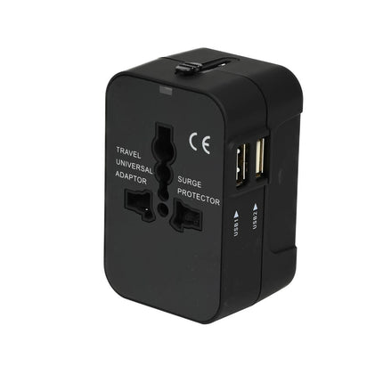 Internationale Reisadapter met 2 USB Poorten, Geschikt voor 150 Landen