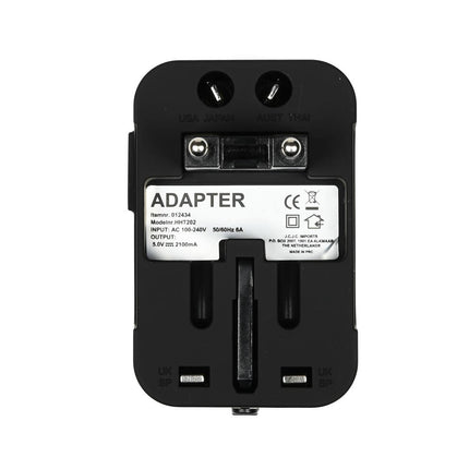 Internationale Reisadapter met 2 USB Poorten, Geschikt voor 150 Landen
