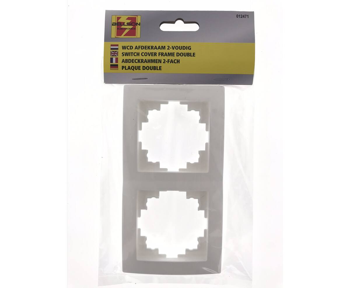 Afdekraam 2-voudig Wit, 152x81mm, voor schakelaars en stopcontacten.