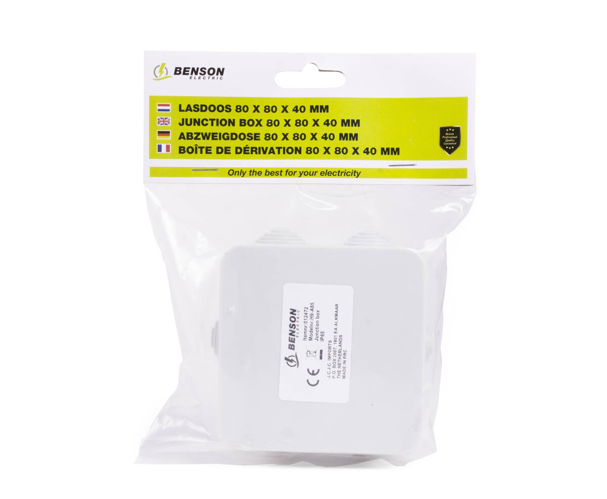 Lasdoos 80x80x40mm IP65, Stof- en Waterdicht, Ideaal voor Tuinverlichting