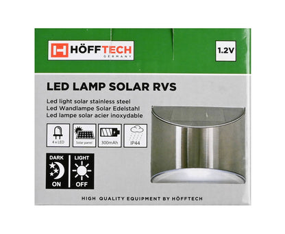 Solar LED Lamp RVS 4 SMD 1.2V 300mAh IP44 voor Tuin & Badkamer