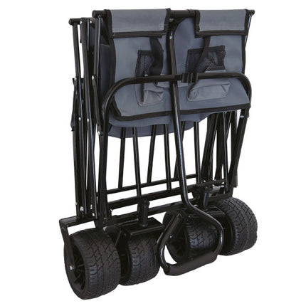 Bolderkar extra brede wielen opvouwbaar – Kleur Zwart, Afmeting laadruimte ca. 91x52x62 cm