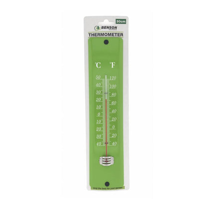 Metaal Groene Thermometer 30 cm, -40°C tot 50°C, Binnen/Buiten