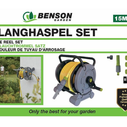 Slanghaspel Set 15m: Wand/Grondmontage, Inclusief Handzwengel