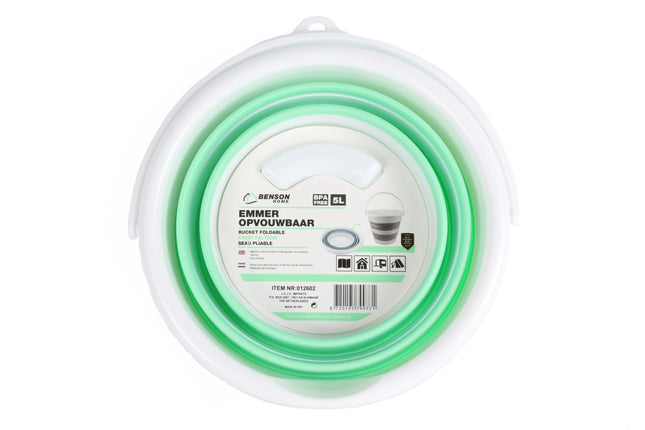 Emmer opvouwbaar 5 ltr – Afmeting Ø 25,5 x 19 cm / opgevouwen 5cm hoog, Gewicht 270 gr