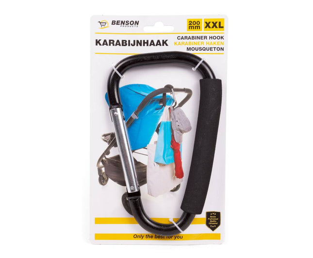 Karabijnhaak XXL 14x200 mm voor tassen en kinderwagens