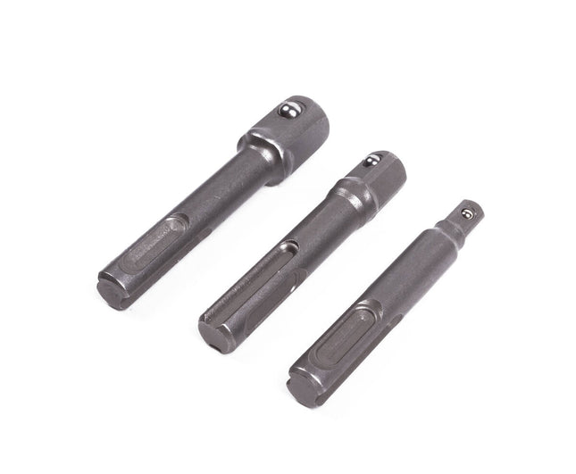 SDS+ Verloopset 3 Maten: 1/4", 3/8", 1/2" voor Boor- en Schroefwerk.