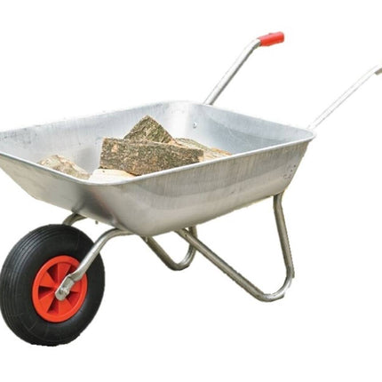 Gegalvaniseerde Kruiwagen 65 Ltr, Compact, 80kg, Luchtband, Tuinwerk