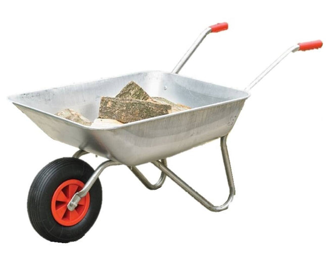 Gegalvaniseerde Kruiwagen 65 Ltr, Compact, 80kg, Luchtband, Tuinwerk