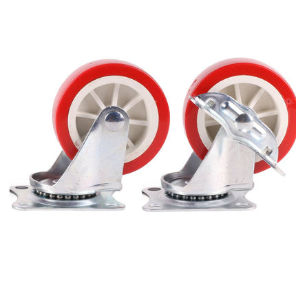 Zwenkwiel Set 75mm Rood - 4 Stuks, 2 Met Rem voor Apparatuur