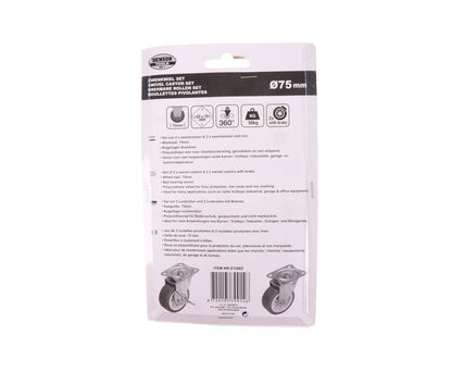 Zwenkwiel Set 75mm Rood - 4 Stuks, 2 Met Rem voor Apparatuur