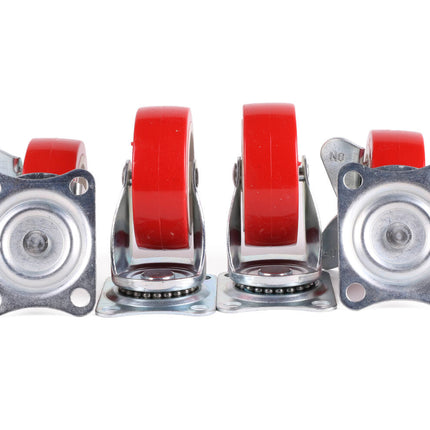 Zwenkwiel Set 75mm Rood - 4 Stuks, 2 Met Rem voor Apparatuur