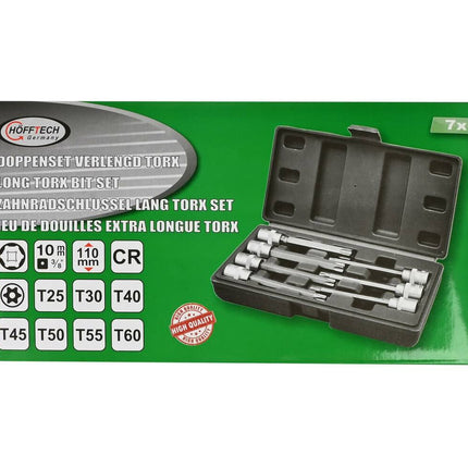 Doppenset Torx 7-delig 3/8'' CRV Staal Auto & Fiets Onderhoud