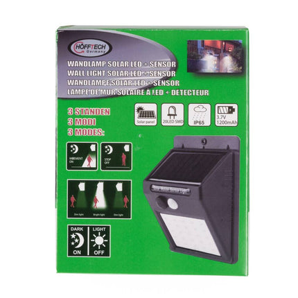 Solar LED Wandlamp met PIR Sensor, IP65, Buitenverlichting, 3.7V Li-Battery