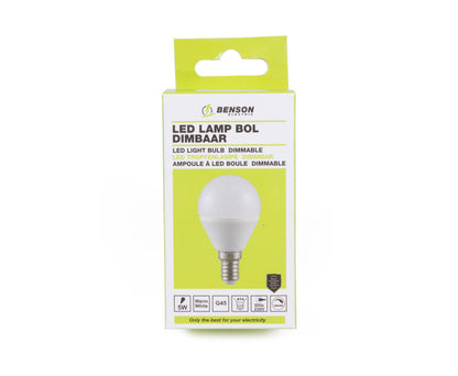 LED Lamp G45 5W E14, Dimbaar, 400Lm, Warm Wit 3000K, 20.000 Uur