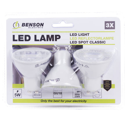 LED GU10 5W Dimbaar Warm Wit, Set van 3 - 400 Lumen, 20.000 Uur