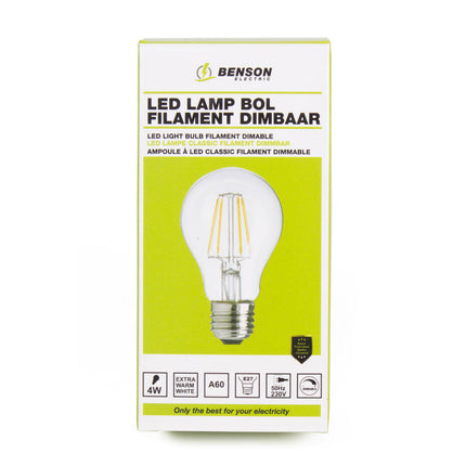 LED Lamp 4W Filament E27 Dimbaar 2500K 400lm voor Sfeerverlichting