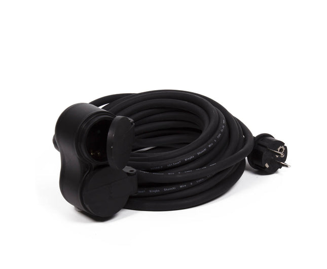 20m Verlengsnoer, 2 RA Stekkers, 3G1.5mm², IP44, Neopreen, 16A, 3500W