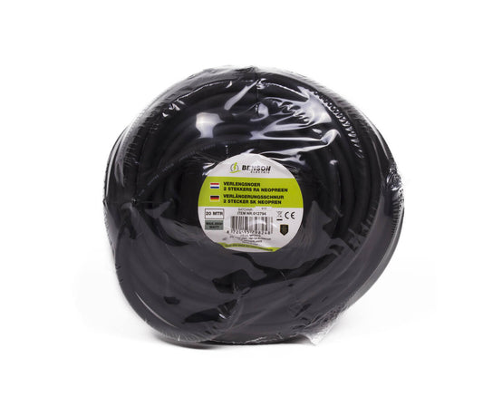 20m Verlengsnoer, 2 RA Stekkers, 3G1.5mm², IP44, Neopreen, 16A, 3500W
