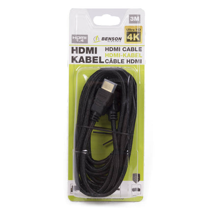 HDMI Kabel 1.4, 4K, Verguld, 3m – Perfect voor Thuisbioscoop.