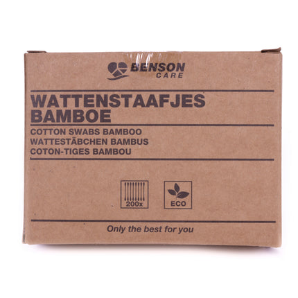 Wattenstaafjes bamboe 200 dlg kartonnen doos – Lengte ca. 7.5cm, Inhoud 200 wattenstaafjes