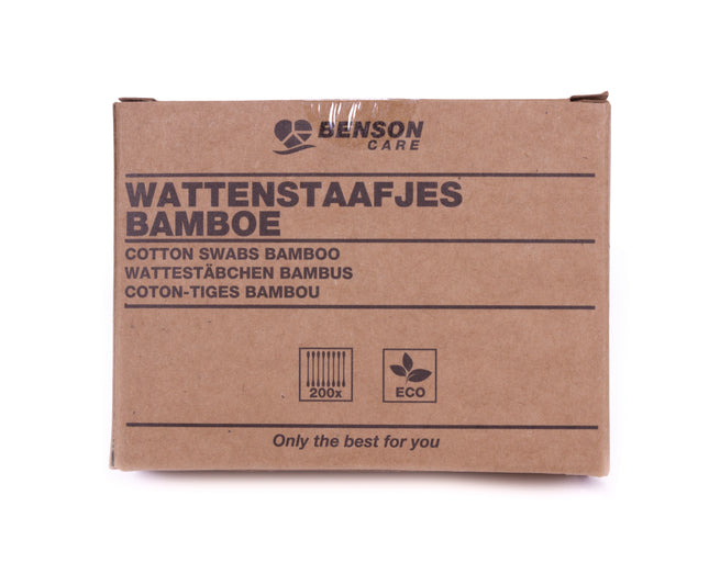 Wattenstaafjes bamboe 200 dlg kartonnen doos – Lengte ca. 7.5cm, Inhoud 200 wattenstaafjes