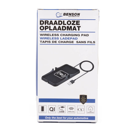Zwarte Draadloze Oplaadmat Auto, USB C, 2A, Antislip, 180x105mm