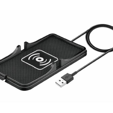 Zwarte Draadloze Oplaadmat Auto, USB C, 2A, Antislip, 180x105mm