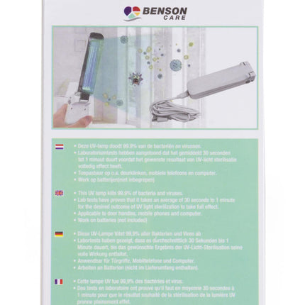 Lamp uv-c desinfectie – Levensduur lamp 20000 uur, Afmeting ingeklapt 125 x 35 x 25 mm