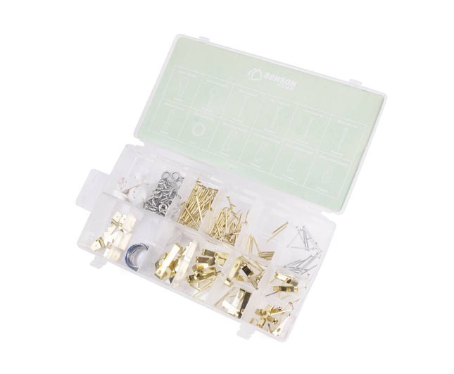 Ophanghaken Set 180-delig: Fotohangers, Spijkers, Draad, Muurharingen