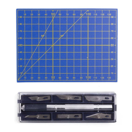 8-delige Precisie Hobbymes Set met 6 Mesjes en Snijmat voor Hobbyprojecten