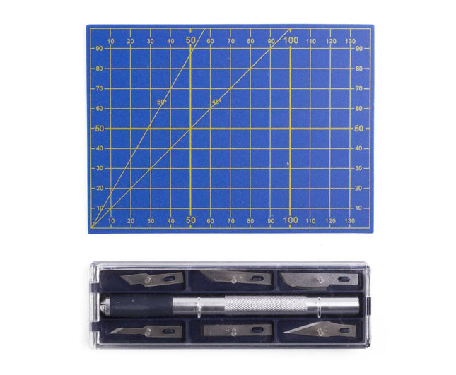 8-delige Precisie Hobbymes Set met 6 Mesjes en Snijmat voor Hobbyprojecten