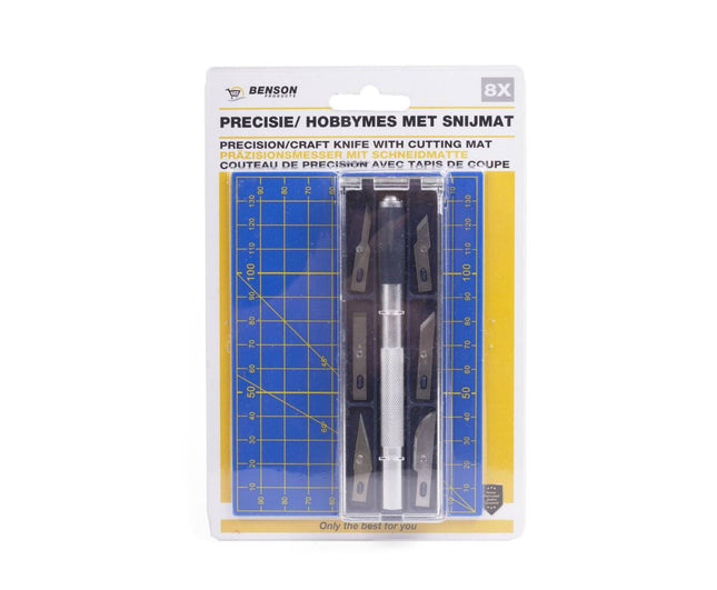 8-delige Precisie Hobbymes Set met 6 Mesjes en Snijmat voor Hobbyprojecten