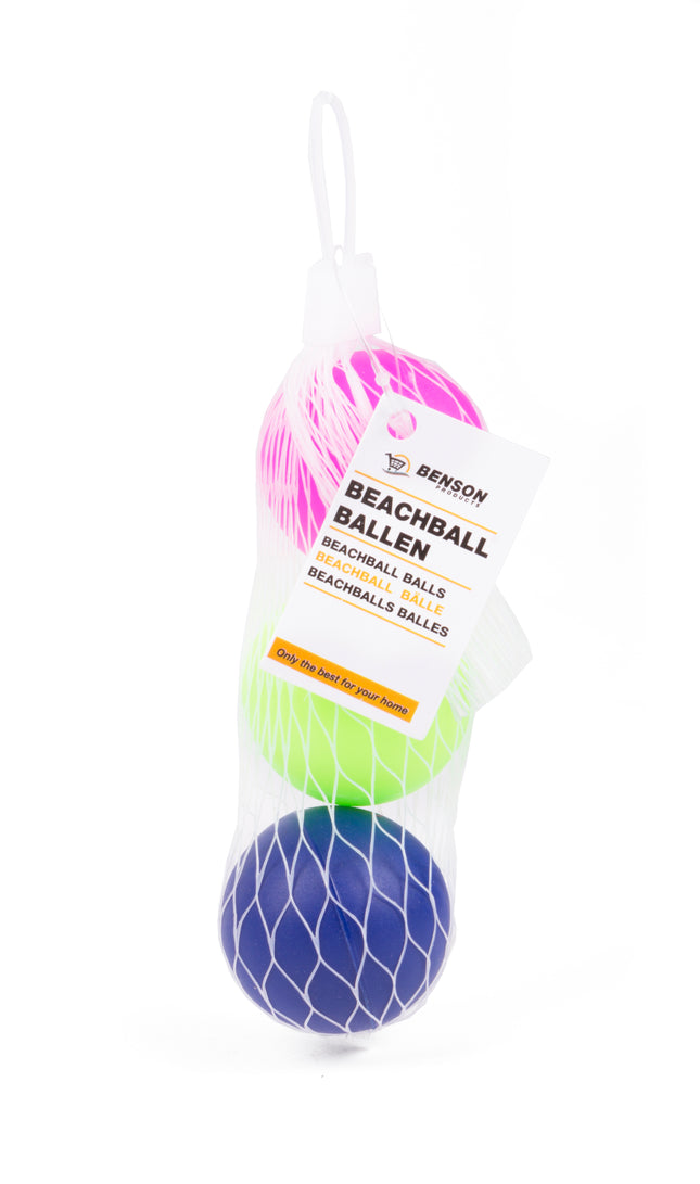Beachball ballen in netje 3 dlg – 38 mm