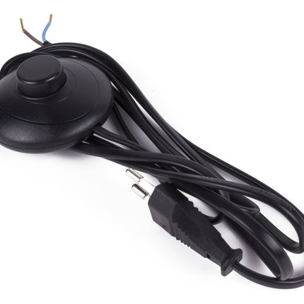 2m Zwart Stroomsnoer met Euro Stekker & Voetschakelaar, 600W max